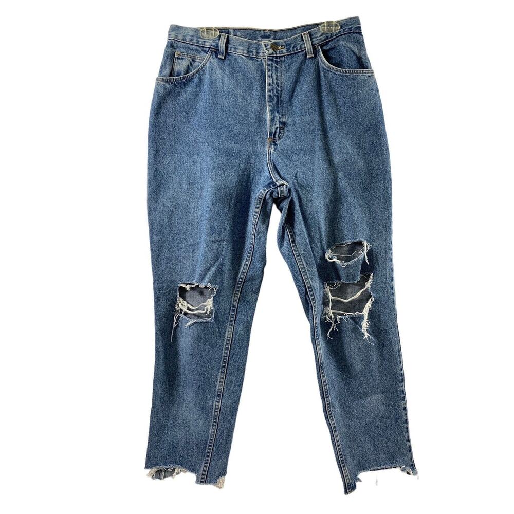 Gitano Jeans Womens 16 Avg Distressed Destroyed Holes Medium Wash Denim Raw Hem